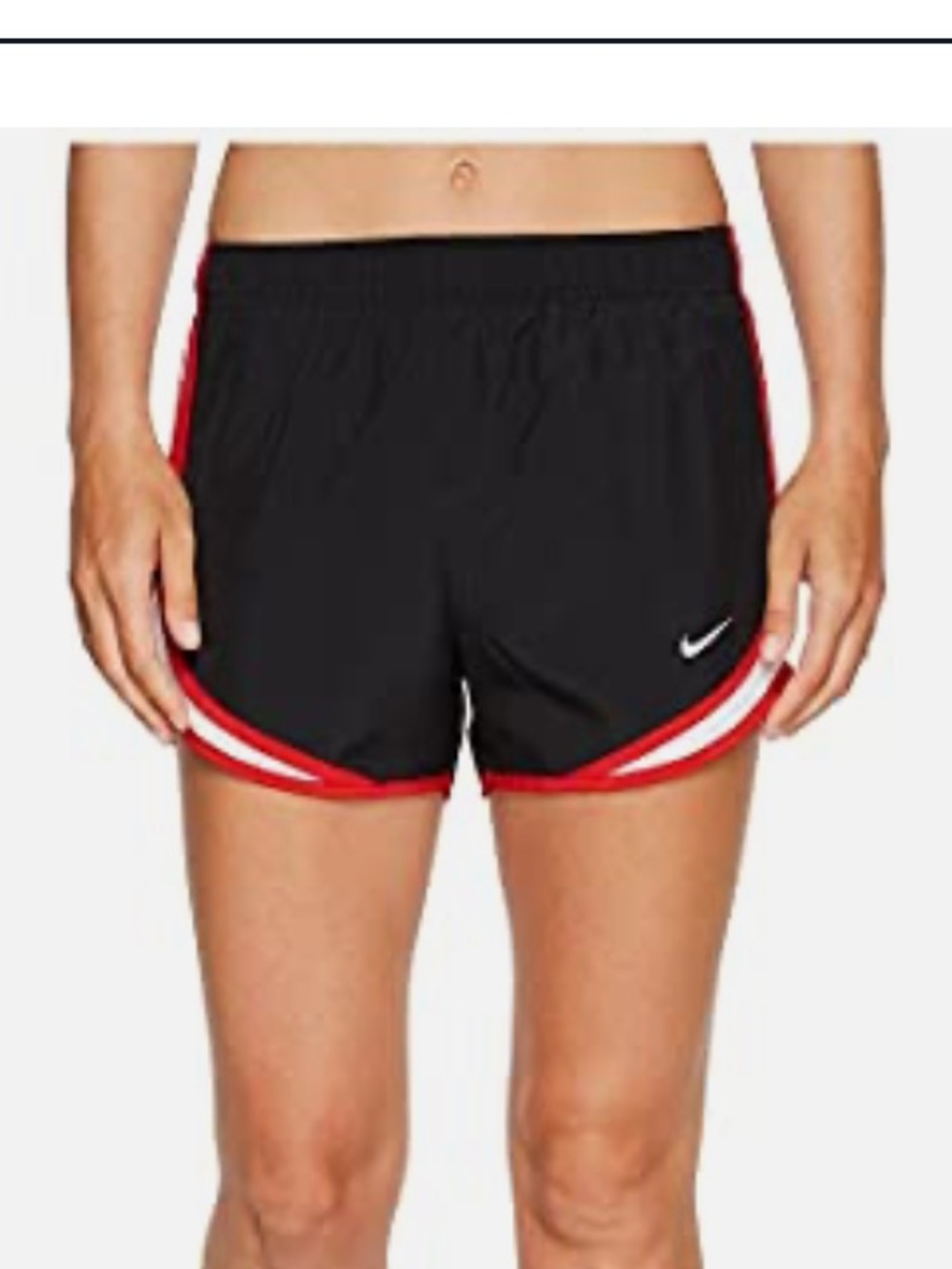 Nike Women's Black Athletic Shorts with Red & White Trim